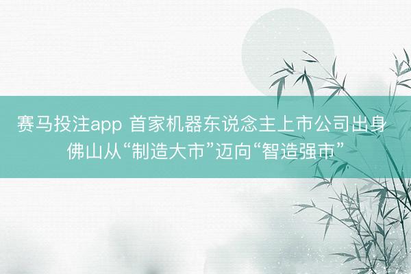 赛马投注app 首家机器东说念主上市公司出身 佛山从“制造大市”迈向“智造强市”