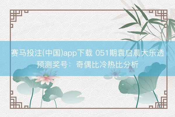 赛马投注(中国)app下载 051期袁启晨大乐透预测奖号：奇偶比冷热比分析