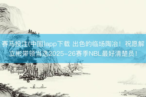 赛马投注(中国)app下载 出色的临场陶冶！祝愿解立彬带领当选2025-26赛季NBL最好清楚员！