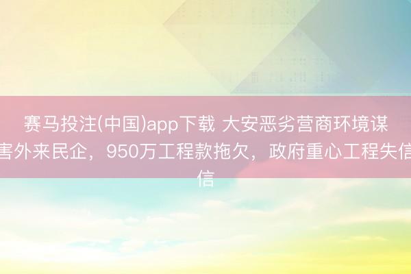 赛马投注(中国)app下载 大安恶劣营商环境谋害外来民企，950万工程款拖欠，政府重心工程失信