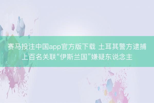 赛马投注中国app官方版下载 土耳其警方逮捕上百名关联“伊斯兰国”嫌疑东说念主