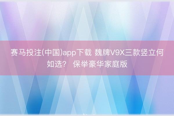 赛马投注(中国)app下载 魏牌V9X三款竖立何如选？ 保举豪华家庭版