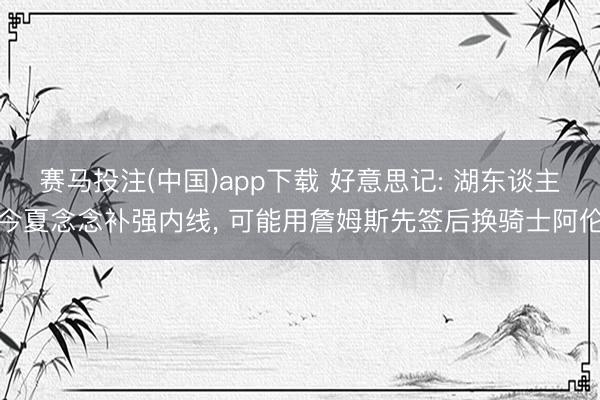 赛马投注(中国)app下载 好意思记: 湖东谈主今夏念念补强内线， 可能用詹姆斯先签后换骑士阿伦