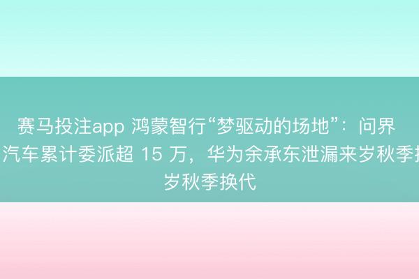 赛马投注app 鸿蒙智行“梦驱动的场地”：问界 M5 汽车累计委派超 15 万，华为余承东泄漏来岁秋季换代