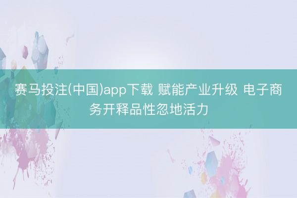 赛马投注(中国)app下载 赋能产业升级 电子商务开释品性忽地活力