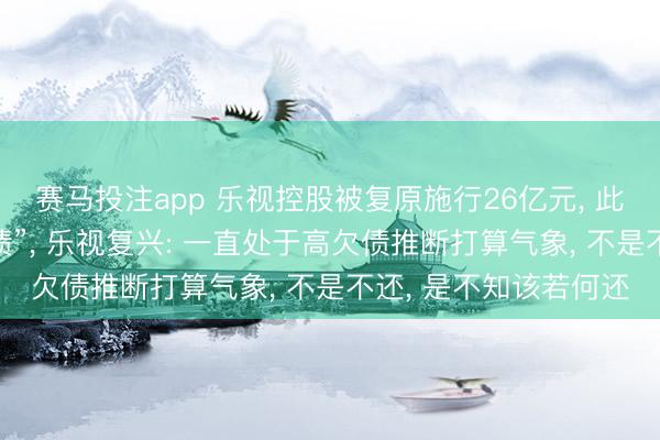 赛马投注app 乐视控股被复原施行26亿元， 此前被质疑“有钱不还债”， 乐视复兴: 一直处于高欠债推断打算气象， 不是不还， 是不知该若何还