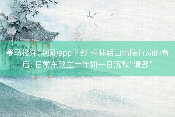 赛马投注(中国)app下载 梅林后山清障行动的背后: 日常东谈主十年如一日沉默“清野”