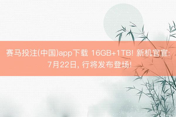 赛马投注(中国)app下载 16GB+1TB! 新机官宣: 7月22日， 行将发布登场!