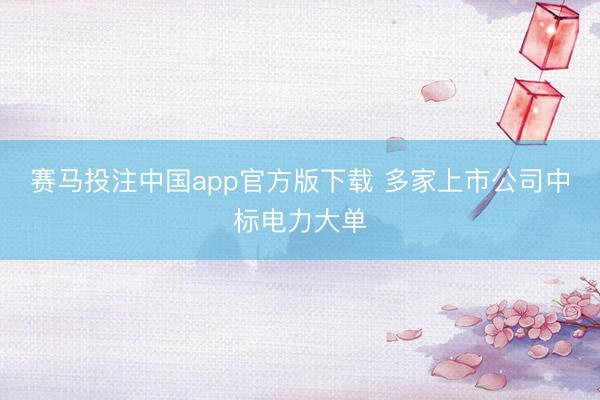 赛马投注中国app官方版下载 多家上市公司中标电力大单