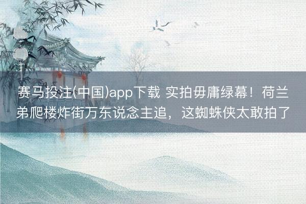 赛马投注(中国)app下载 实拍毋庸绿幕！荷兰弟爬楼炸街万东说念主追，这蜘蛛侠太敢拍了