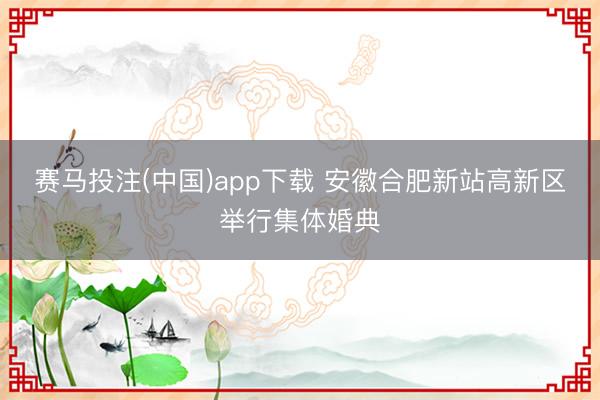 赛马投注(中国)app下载 安徽合肥新站高新区举行集体婚典